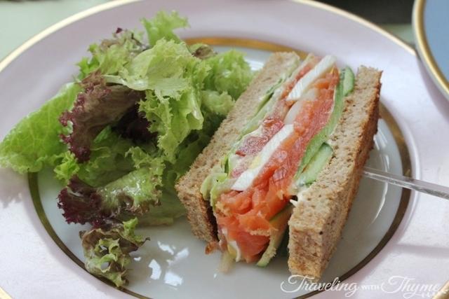 LaDuree smoked salmon club sandwich