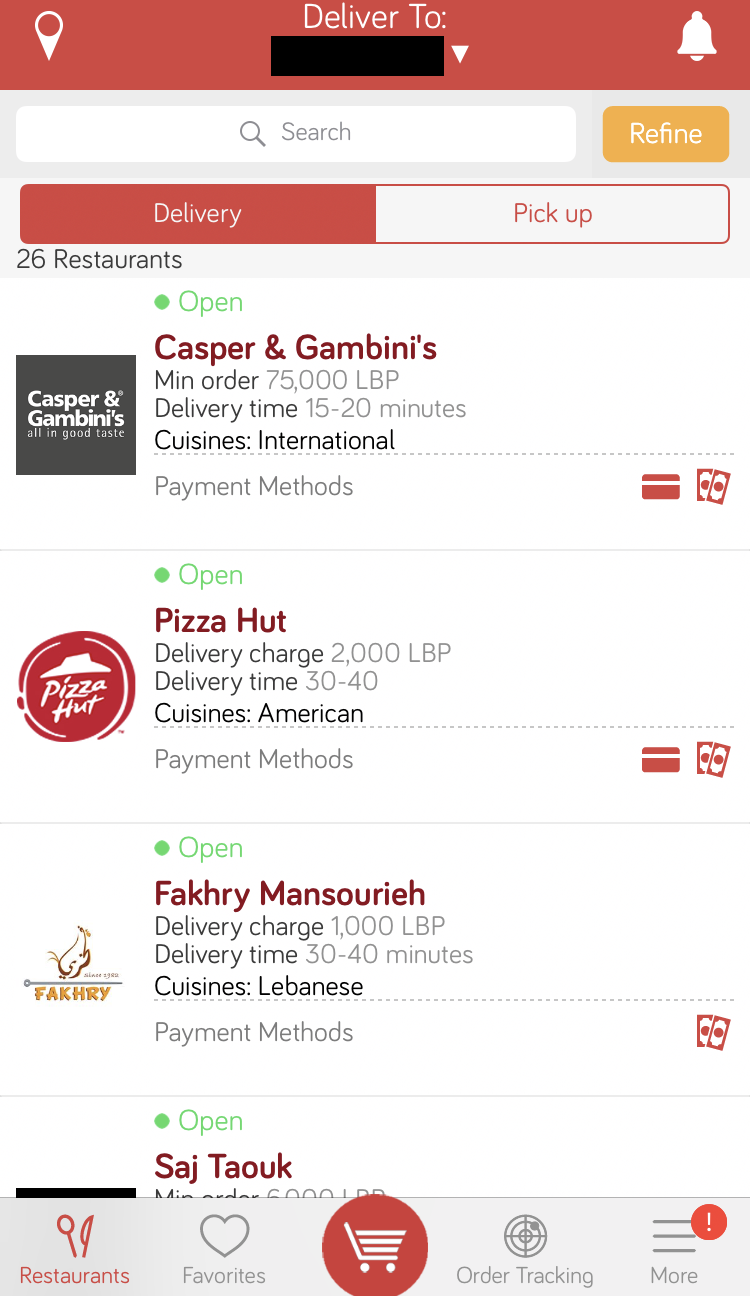 Bitfood Delivery App Lebanon Restaurants Nearby