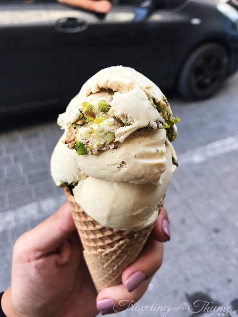 aegina pistachio ice cream Melénio Μελένιο